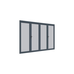 Paravan Pliant Bi-Fold din Sticla 4000x2500mm, 8mm, Sistem Aluminiu Gri RAL 7016 - pentru Pergole si Terase