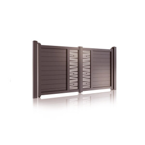 Poarta auto batanta aluminiu 3000x1800 mm, model Poseidon, maro