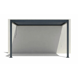 Pergola Bioclimatica X 2.0, cu Prindere pe Casa, 3x4m, LED Lumina Calda, Gri Antracit