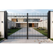 Poarta auto batanta aluminiu 3000x1800 mm, model Light Straight, negru