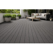 Placa WPC decking antichizat /dungi WPC gri deschis, gol rotund Dimensiune: 146x22.8mm, Lungime: 3800mm