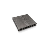 Placa Deck 3D Gri din WPC 150x23mm, L 3800mm, Structura cu Gol Rotund pentru Rezistenta Sporita