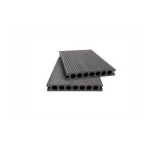 Placa Deck 3D Gri din WPC 150x23mm, L 3800mm, Structura cu Gol Rotund pentru Rezistenta Sporita