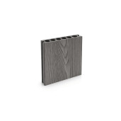 Placa Deck 3D Gri din WPC 150x23mm, L 3800mm, Structura cu Gol Rotund pentru Rezistenta Sporita