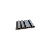 Riflaj WPC coextrudat canelat asimetric gri inchis pe fond maro, Dimensiune: 220x26mm, Lungime 3600mm