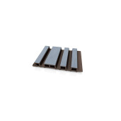 Riflaj WPC coextrudat canelat asimetric gri inchis pe fond maro, Dimensiune: 220x26mm, Lungime 3600mm