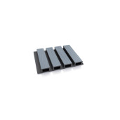 Riflaj WPC coextrudat canelat gri inchis pe fond negru, Dimensiune: 219x26mm, Lungime 3600mm