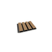 Riflaj WPC coextrudat canelat maro tec pe fond negru, Dimensiune: 219x26mm, Lungime 3600mm