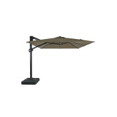 Umbrela de soare 3x3m pentru terasa si gradina, aluminiu, pliabila, cu iluminare LED, culoare kaki, include suport de plastic