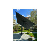 Umbrela de soare 3x3 m, aluminiu, pliabila, gri antracit, suport de granit inclus