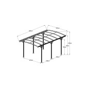 Copertina auto Omega, carport aluminiu cu policarbonat, 3000x5050 mm, gri antracit
