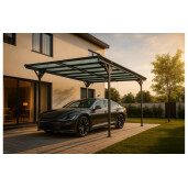 Copertina auto Alfa, carport aluminiu cu policarbonat, 3050x5030 mm, gri antracit