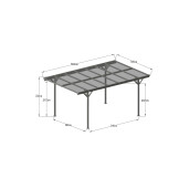 Copertina auto Alfa, carport aluminiu cu policarbonat, 3050x5030 mm, gri antracit
