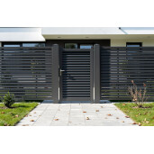 Poarta pietonala aluminiu 900x1800 mm, model Jaluzea Suprem, maro