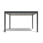 Pergola SUPREME din Aluminiu, Acoperis Reglabil cu Spuma Poliuretanica, Actionare Electrica, Senzor de Ploaie si LED, 3000x4000mm, Gri RAL 7016