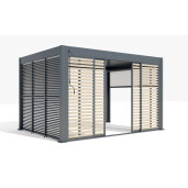 Paravan Culisant cu Jaluzele Fixe pentru Pergola, 3000x2500mm, Panou 2688x2288mm, Bej