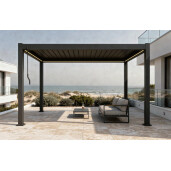 Pergola Bioclimatica X 2.0, Aluminiu, 3x4m, LED Lumina Calda, Maro