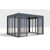 Paravan din Sticla Securizata 3000x2500mm, 8mm, Sistem Aluminiu Gri RAL 7016 - Panouri Mobile pentru Pergole