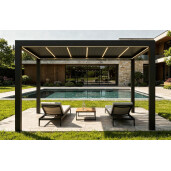 Pergola Bioclimatica Deluxe 2.0, Aluminiu, 3x4m, LED Lumina Calda, Gri Antracit