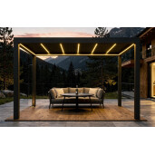 Pergola Bioclimatica Deluxe 2.0, Aluminiu, 3x4m, LED Lumina Calda, Gri Antracit
