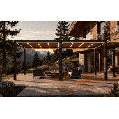 Pergola Bioclimatica Deluxe 2.0, Aluminiu, 3x8m, LED Lumina Calda, Gri Antracit