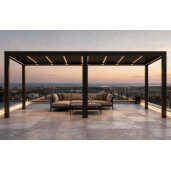 Pergola Bioclimatica Deluxe 2.0, Aluminiu, 3x8m, LED Lumina Calda, Gri Antracit