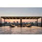 Pergola Bioclimatica Deluxe 2.0, Aluminiu, 4x8m, LED Lumina Calda, Gri Antracit