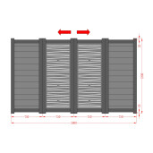 Poarta bi-fold aluminiu 3000x1800 mm, model Poseidon, gri antracit