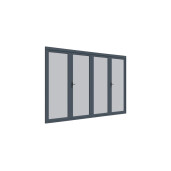 Paravan Pliant Bi-Fold din Sticla 4000x2500mm, 8mm, Sistem Aluminiu Gri RAL 7016 - pentru Pergole si Terase