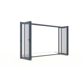 Paravan Pliant Bi-Fold din Sticla 3000x2500mm, 8mm, Sistem Aluminiu Gri RAL 7016 - pentru Pergole si Terase