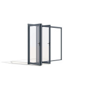 Paravan Pliant Bi-Fold din Sticla 3000x2500mm, 8mm, Sistem Aluminiu Gri RAL 7016 - pentru Pergole si Terase
