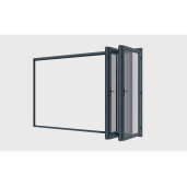 Paravan Pliant Bi-Fold din Sticla 4000x2500mm, 8mm, Sistem Aluminiu Gri RAL 7016 - pentru Pergole si Terase