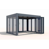 Paravan Pliant Bi-Fold din Sticla 4000x2500mm, 8mm, Sistem Aluminiu Gri RAL 7016 - pentru Pergole si Terase