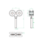 Rola dubla pentru sina suspendata 42x54 mm