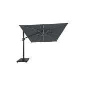 Umbrela de soare 3x3 m, aluminiu, pliabila, cu iluminare LED, gri antracit, suport de granit inclus