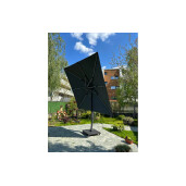 Umbrela de soare 3x3 m, aluminiu, pliabila, cu iluminare LED, gri antracit, suport de granit inclus