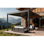 Pergola Bioclimatica X 2.0, cu Prindere pe Casa, 3x4m, LED Lumina Calda, Gri Antracit
