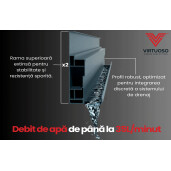 Pergola Bioclimatica X 2.0, cu Prindere pe Casa, 3x4m, LED Lumina Calda, Gri Antracit